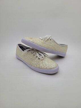 Glitter Keds Bridal Wedding Ivory Women's Worn Once Size 6.5-READ